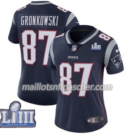 Maillot New England Patriots Rob Gronkowski 87 Nike Bleu II 2019 Super Bowl LIII - Femme